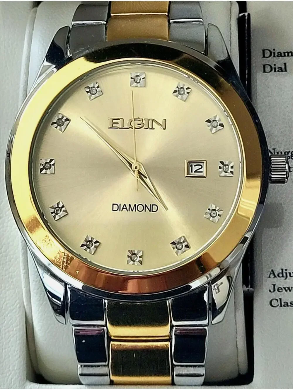Rare Elgin Satin Diamond Dial Mens Watch Authorized Dealer